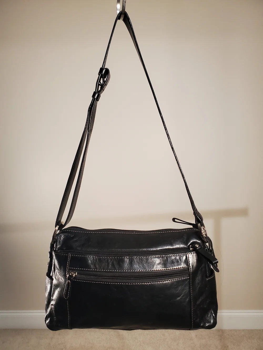 Giani Bernini Black Leather Crossbody Purse Vintage